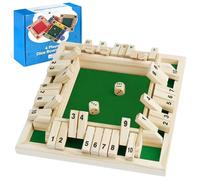 Audasi Shut the Box Game Classic 2-4 Players Shut the Box Dice Game Wooden Table Traditional Family Travel Board Game Educational Dice Games for Kids and Adults Fun Math Pub Game