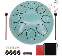 Audasi Steel Tongue Drum - 6 Inch, 8 Note Rain Drum for Outdoor Music, Meditation, Yoga & Zen Gifts - Moss Blue