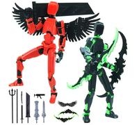 Audasi T13 Action Figure 2 PCS t13 Action Figure Already Assembled Lucky 13 Robot Toy 3D Printed Multi-Jointed Movable Kids' Play Dummy 13 Action Figures with Replaceable Hands and Weapons