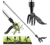 Audasi Weed Puller Tool, 100CM Root Puller with Stainless 3 Claws and Foot Pedal Root Removal Weeds Remover Stand Up Lawn Garden Tools Aluminium Handle Weeding Tools for Garden Kit