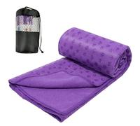 Audasi Yoga Mat Towel Yoga Towel Non Slip Hot with Mesh Carrying Bag 183 * 63cm Large Gym Towels Quick Dry Portable Breathable Yoga Mat Towel for Bikram Pilates Gym Workout(purple)