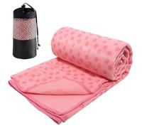 Audasi Yoga Mat Towel Yoga Towel Non Slip Hot Yoga with Mesh Carrying Bag 183 * 63cm Large Gym Towels Quick Dry Portable Breathable Yoga Mat Towel for Bikram Pilates Gym Workout (Pink)