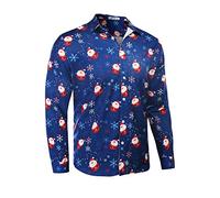 AUDATE Men's Fun Christmas Shirts Santa Claus