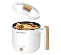 Audecook Electric Hot Pot, 1.8L Portable Non-Stick Mini Multi Cooker, Shabu Hot Pot, Rapid Ramen Cooker with Dual Power Control, Electric Skillet for Noodles/Pasta/Egg/Soup/Oatmeal/Steak (White)