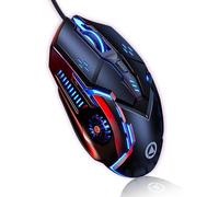 AudeRhine G5 Wired Gaming Mouse, Silent Click Noiseless Optical Gamer Mouse,Play Games with Accurate Positioning, 4 Adjustable DPI, Ergonomic RGB Gaming Mice for PC Laptop Mac (Black)