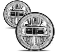 AUDEXEN New Brighter 7 Inch Led Headlights DOT Approved Round Headlight with DRL Low Beam & High Beam Compatible with Jeep Wrangler JK JKU LJ CJ TJ 1997-2018 LED Head lamps - Chrome