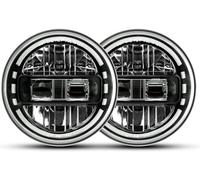 AUDEXEN New Brighter 7 Inch Led Headlights DOT Approved Round Headlight with DRL Low Beam & High Beam Compatible with Jeep Wrangler JK JKU LJ CJ TJ 1997-2018 LED Head lamps - Black