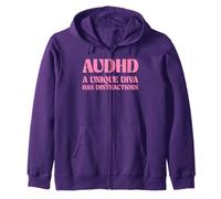 AuDHD A Unique Diva Has Distractions Funny Zip Hoodie