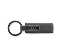 Audi 3182501810 Stainless Steel Key Ring with Audi Rings Emblem, Black