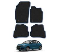Audi A1 (2010-2019) Car Mats Accessories Tailored Fit Carpet Floor Mats Non Slip Blue Trim Full Coverage Compatible Accessory Granulated Backing Front Rear Set Anti Slip Hand-Finished Clips