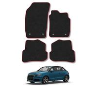 Audi A1 (2010-2019) Car Mats Accessories Tailored Fit Carpet Floor Mats Non Slip Red Trim Accessory Compatible Front Rear Set Anti Slip Backing Custom Fit Hand-Finished Full Coverage Clips