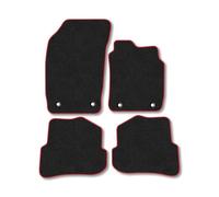 Audi A1 (2010-2019) Premium Car Mats Accessories Tufted-Pile Carpet Red Trim Tailored Fit Non-Slip Accessory Floor Mats Compatible Full Front & Rear Set Full Coverage Hand-Finished with Clips