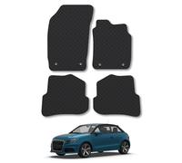 Audi A1 (2010-2019) Rubber Car Mats Accessories Tailored Fit Compatible Accessory Waterproof Protection Non-Slip Floor Mats Full Coverage Durable Front Rear Set Coverage with Clips