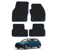 Audi A1 (2019+) Car Mats Accessories Tailored Fit Carpet Floor Mats Non Slip Blue Trim Full Coverage Compatible Accessory Granulated Backing Front Rear Set Anti Slip Hand-Finished Clips