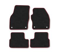 Audi A1 (2019+) Premium Car Mats Accessories Tufted-Pile Carpet Red Trim Tailored Fit Non-Slip Accessory Floor Mats Compatible Full Front & Rear Set Full Coverage Hand-Finished with Clips