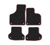 Audi A3 (2003-2012) [Manual] (Hatchback & Cabriolet) Premium Car Mats Accessories Tufted-Pile Carpet Red Trim Tailored Fit Non-Slip Accessory Floor Mats Compatible Full Front & Rear Set with Clips