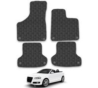 Audi A3 (2009-2012) [Cabriolet] Heavy Duty Thick Rubber Car Mats Accessories Tailored Fit Front Rear Set Compatible Accessory Waterproof Durable Non-Slip 5mm Full Coverage Protection with Clips