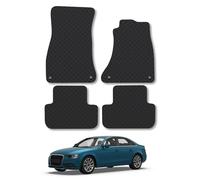 AUDI A4 (2008-2016) [WITH PASSENGER CLIPS] Rubber Car Mats Accessories Tailored Fit Compatible Accessory Waterproof Protection Non-Slip Floor Mats Full Durable Front Rear Set with Clips