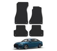 Audi A4 (2016+) Rubber Car Mats Accessories Tailored Fit Compatible Accessory Waterproof Protection Non-Slip Floor Mats Full Coverage Durable Front Rear Set Coverage with Clips
