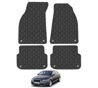 Audi A6 (2004-2011) Heavy Duty Thick Rubber Car Mats Accessories Tailored Fit Front Rear Set Compatible Accessory Waterproof Durable Non-Slip 5mm Full Coverage Protection with Clips
