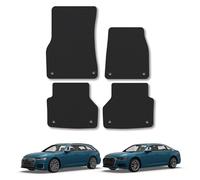 Audi A6 (2018-2025) Heavy Duty Thick Rubber Car Mats Accessories Tailored Fit Front Rear Set Compatible Accessory Waterproof Durable Non-Slip 5mm Full Coverage Protection with Clips