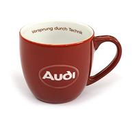Audi A8-8053 Porcelain Coffee Mug with German Text Vorsprung durch Technik (Projection Through Technics) Oval Logo Red