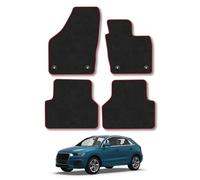 Audi Q3 (2011-2016) Car Mats Accessories Tailored Fit Carpet Floor Mats non Slip Red Trim Full Coverage Compatible Accessory Front Rear Set Anti Slip Granulated Backing Hand-Finished