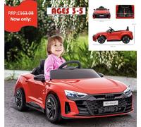 HOMCOM Audi RS e-tron GT Licensed Electric Car for Kids, 12V Battery Powered Electric Ride-on Toy with Remote Control Music, Suspension Wheels, Soft Start, for 3-5 years, Red