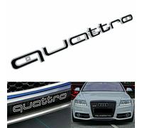 Audi RS Style QUATTRO Long Front Grill Badge Emblem - Gloss Black & Chrome, 33x420mm, Metal with Bracket Kit