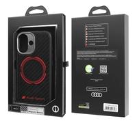 Audi RSQ Carbon Fiber Sports Red Circle Hardcase with MagSafe for iPhone 17 6.3" Black/Red - AUS-TPUPCMIP17-RSQ/D5-BK