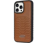 Audi Synthetic Leather Hard Case with MagSafe for iPhone 15 Pro Max 6.7" Brown