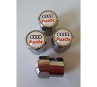 Audi White top set of four Silver Chrome metal car valve tyre cap dust cap A1 Sportback S1 A3 A4 A5 A6 A7 A8 Q3 Q5 Q7 TT R8 RS e-tron