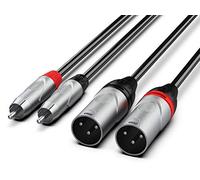 Audibax Pro Cable 2 XLR Male to 2 RCA - Length 3 Metres - High Signal Transmission OFC Connectors - PVC Coated - Maximum Insulation - Diameter 6 mm - Black