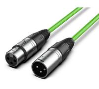 Audibax Silver XLR Male to XLR Female Cable - Length 10 Metres - High Signal Transmission OFC Connectors - PVC Coated - Maximum Insulation - Diameter 6 mm - Green