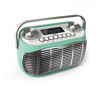 Audible Fidelity DETROIT DAB Radio Alarm Clock, Retro Radio, Alarm Clocks for Bedside, Mains Powered or Battery, FM Radio, DAB/DAB Plus Radio, LCD Display Clock Radio (Green)