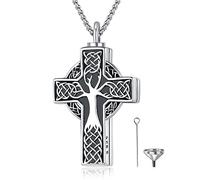 AUDINCEED 925 Sterling Silver Cremation Urn Necklace for Women Men Memorial Urn Necklace for Human Ashes Keepsake in the Ashes of Loved One Cat Pet, Sterling Silver, No Gemstone