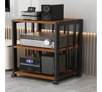 Audio Adjustable Corner AV Stand for DVD Player & Amplifier Black & Oak Finish Perfect for Home Theater Systems Multimedia Support