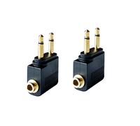 Audio Airplane Adapters Dual 3.5mm Male to 3.5mm Female Airline Flight Headphone Adapters Gold Plated (2 Pack)
