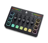 Audio Array AI-06 Streaming Audio Mixer Sound Card | XLR, 1/4" & line in | PC/Phone RGB Mixer with Volume Fader, Individual Control, Mute and Monitoring, 48V Phantom Power | Stream, Podcast & Karaoke