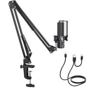 Audio Array AM-C40 USB Plug & Play Condenser Microphone Kit with Boom Arm & Pop-Filter | 3.5 mm No Latency Monitoring with Mute & Volume Control Knob | for Conference, Gaming, Podcasting & Streaming