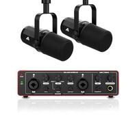 Audio Array Complete Podcast Bundle | Dual USB/XLR Dynamic Microphones with Audio Interface 24bit / 192kHz|Metal Body|Pro Streaming & Recording Kit for PC, Mac & Mobile - PB-03