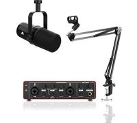 Audio Array Complete Podcast Bundle | USB/XLR Dynamic Mic with Audio Interface 24bit/192kHz & Boom Arm Stand | Professional Streaming & Recording Kit for PC, Mac & Mobile Devices - PB-02