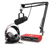 Audio Array Professional Dynamic Bundle with Headphones & Audio Interface - USB/XLR Dynamic Microphone, 24-bit/192kHz Interface, Boom Arm & Semi-Open Headphones | Plug & Play Podcast Kit