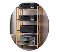 Audio Cabinet Bamboo Rack AV Shelf with Roller - 3/4/5-Tier for Audio Video Components