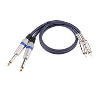 Audio Cable Dual 1/4" 6.35mm to Dual RCA Phono for Mixer Amplifier 50cm
