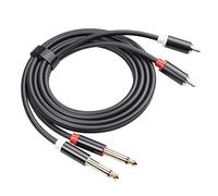 Audio Cable, Male TS to 2 Male Adapter Wire Cord Gold Plated Plug Dual 1/4'' TS to Dual Audio Interconnect Cable Phono Adapter