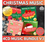 Audio Industria - Christmas Music CD Bundle Vols 9-12, PRS PPL Licence Free, Choir Acoustic Pop and Piano Festive Background Music Set