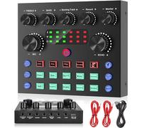 Audio Interface Podcast Equipment Bundle,focomban Bluetooth DJ Mixer Audio Streaming Mixer Podcast Production Studio Equipment Gaming PC Phone Record Live Card Sound Board Voice Changer YouTube TikTok