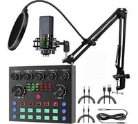 Audio Interface Podcast Equipment Bundle, focombance All-in-One DJ Mixer Audio Streaming Podcast Microphone Studio Condenser Mic Kit Gaming PC Phone Karaoke Recording Card Sound Live Voice Changer Boa