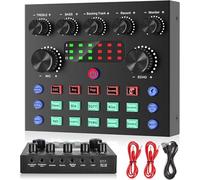 Audio Interface Podcast Equipment Bundle,focombance Bluetooth Live Mixer Audio Streaming Mixer Podcast Production Studio Equipment Gaming PC Phone Record Live Card Sound Board Voice Changer YouTube